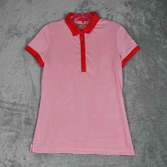 NIke Shirt Womens Small Orange White‎ Striped Golf Polo Casual Preppy Outdoors - Picture 2 of 6